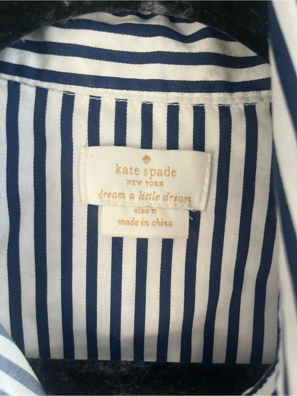 Kate Spade Dream a Little Dream Navy Stripe Pajama Top Medium Heart Detail